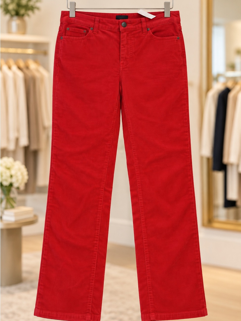 NWT Talbots 14P Slimming Red Corduroy Straight Leg Holiday Pants